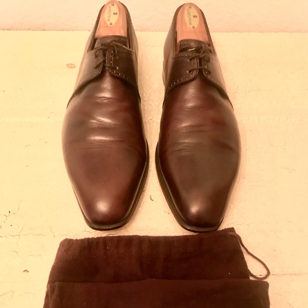 Brown leather A. Testoni lace up derby shoe